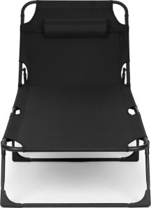 Leżak wędkarski ogrodowy leżanka składany z poduszką czarny MultiGarden 3