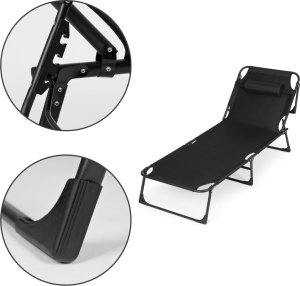 Leżak wędkarski ogrodowy leżanka składany z poduszką czarny MultiGarden 6