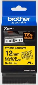 Brother | TZe-S631 Strong Adhesive Laminated Tape | Juodas on Geltona | TZe | 8 m | 1.2 cm 11