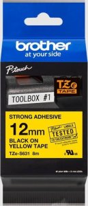 Brother | TZe-S631 Strong Adhesive Laminated Tape | Juodas on Geltona | TZe | 8 m | 1.2 cm 9