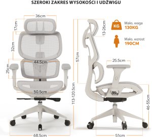 Krzesło biurowe SENSE7 Fotel biurowy NOBU light gray 6