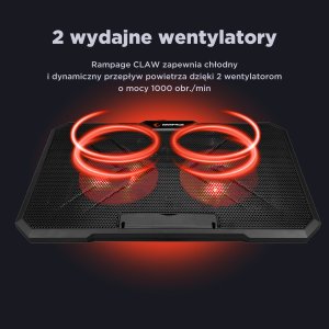 Rampage AD-RC12 GameZone Podstawka chłodząca pod laptop 5-17" RGB regulowana 13