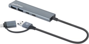 Manhattan 181075 huby i koncentratory USB 3.2 Gen 1 (3.1 Gen 1) Type-A + Type-C 5000 Mbit/s Szary 1