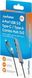 Manhattan 181075 huby i koncentratory USB 3.2 Gen 1 (3.1 Gen 1) Type-A + Type-C 5000 Mbit/s Szary 7