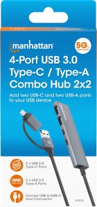 Manhattan 181075 huby i koncentratory USB 3.2 Gen 1 (3.1 Gen 1) Type-A + Type-C 5000 Mbit/s Szary 9