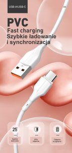 Beline Kabel 25W USB-A/USB-C 1m           biały/white BLNCWC01 3