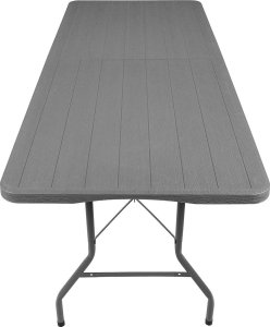 STÓŁ CATERINGOWY SKŁADANY W WALIZKĘ 180x74CM MAX.100KG WOODLAND DESKA CIEMNY SZARY 6