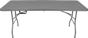 STÓŁ CATERINGOWY SKŁADANY W WALIZKĘ 180x74CM MAX.100KG WOODLAND DESKA CIEMNY SZARY 7