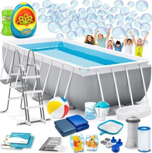 Basen ogrodowy stelażowy 400 x 200 x 122 cm 18w1 INTEX 26790 + maszynka do baniek GRATIS 1