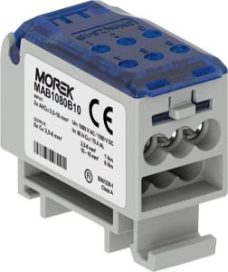 Blok Rozdzielczy Niebieski 2X 2.5-16Mm Wy: 6X 2.5-6Mm 1000Vac/1500Vdc Mab1080B10 Morek 1