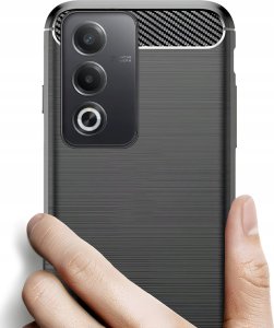 Etui do Oppo A80 5G (Czarne, Pancerne, Karbon, Case, Pokrowiec)   SZKŁO 9H 3