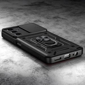 ETUI PANCERNE DO SAMSUNG GALAXY S25 CZARNE ARMOR HOLDER RING CASE   SZKŁO 3