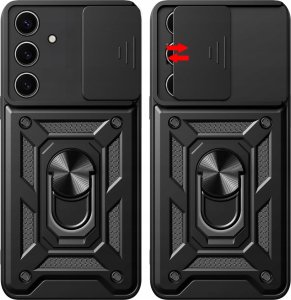 ETUI PANCERNE DO SAMSUNG GALAXY S25 CZARNE ARMOR HOLDER RING CASE   SZKŁO 6