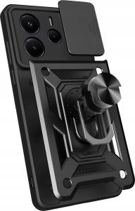 ETUI PANCERNE DO XIAOMI REDMI NOTE 14 5G CZARNE ARMOR RING CASE   SZKŁO 9H 5