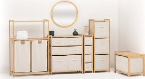 Ławka do łazienki TIDY BOX, 2 pojemniki do przechowywania, 66,8 x 44 x 35 cm 6