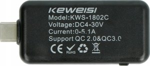 Oem USB testeris Keweisi KWS-1802C srovės ir įtampos matuoklis iš USB C prievado - juodas 4