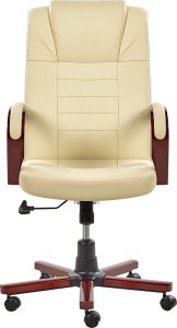 Fotel biurowy DIAMOND Z masażem Skóra naturalna Kremowy 3