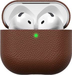 KeyBudz Artisan Series Leather Case - skórzane etui ochronne do AirPods 4 gen.(natural brown) 1