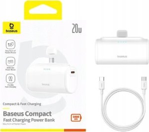 Powerbank Baseus Compact 5000mAh, 20W, USB-C (biały) 6