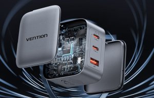 Ładowarka Vention GaN USB-C+C+A 70W (FEXH0-EU) czarna 6