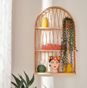 Atmosphera Półka wisząca półowalna rattan, MDF Anahi 74x45 cm 2