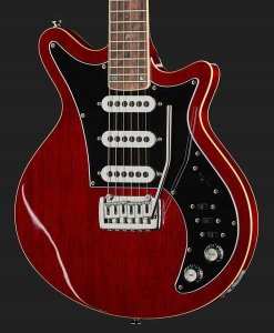 Harley Benton BM-75 Trans Red Deluxe Gitara Elektryczna AlNiCo Tremolo Nowa 2