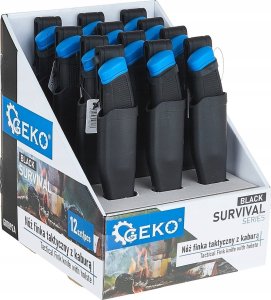 Nóż finka taktyczny 215/105mm z kaburą BLACK SURVIVAL SERIES – kartonik wystawowy (12/48) 2