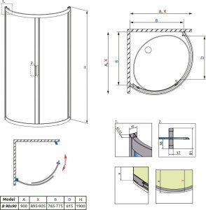 Kabina PREMIUM PLUS B 90*90*190 przejrzyste chrom 13