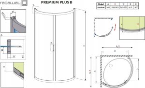 Kabina PREMIUM PLUS B 90*90*190 przejrzyste chrom 15
