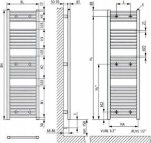 GRZEJNIK łazienkowy B20-S 1169x740 KERMI 540W 3