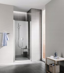 Kabina drzwi wahadłowe Cada XS 1WR 0900x 2000 BV: 860-910 srebro wys. połysk, szkło ESG przesunięte Clean 1