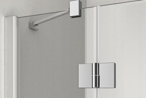 Kermi Kabina drzwi otwierane Osia STL 0900x 2000 BV: 875-900 srebro wys. połysk, szkło ESG przesunięte Clean 3