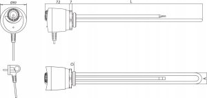 Grzałka elektryczna do zasobników 1,4 kW 1 1/4 mosiężna cynowana (DWZ) 2
