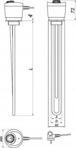 Grzałka elektryczna do zasobników 1,4 kW 1 1/2 mosiężna cynowana (DWZ) 2