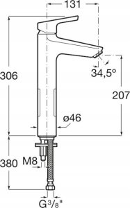 Bateria Malva wysoka umywalkowa z korkiem 3