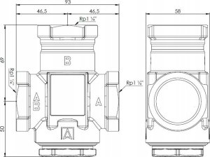 Afriso Zawór temperaturowy ATV 556, DN32, Rp1 1/4, kvs 9, 60°C (S)A 14