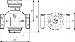 Afriso Zawór temperaturowy ATV 556, DN32, Rp1 1/4, kvs 9, 60°C (S)A 10