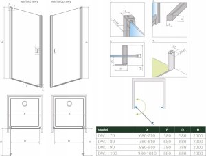 Drzwi prysznicowe NES DWJ I 80 Lewe Chrom/Przejrzyste 4