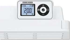 Grzejnik Stiebel Eltron CWM 500 P - Konwektor wiszący 0,5 kW, programowalny tygodniowy panel ster. LCD, 4 tryby pracy, funkcja wykrywania otwartego okna, możliwość blokady, przewód przyłączeniowy z wtyczką 2