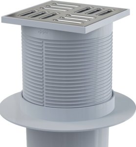 Kratka ściekowa 105×105/50 mm odpływ pionowy, kratka nierdzewna, syfon mokry 4