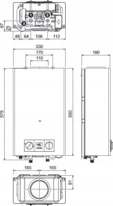 Przepływowy podgrzewacz wody Ferroli PEGASO ECO* 11 NG GZ50 - gazowy przepływowy podgrzewacz wody z wyświetlaczem LCD. Zakres mocy 8,1-18,9 kW (S) 2