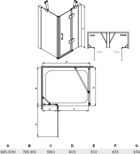 Besco VIVA kabina prostokątna przejrzyste szkło 100 x 80 x 195 lewa 2
