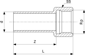 Element wsadowy 15 x 1/2 stal / ocynkowaneŁącznik do rur 3