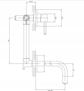Bateria umywalkowa podtynkowa Y złoty (GL) 11