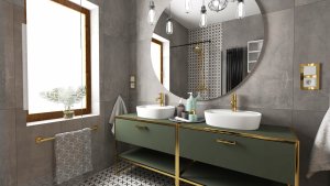 Bateria umywalkowa podtynkowa Y złoty (GL) 12