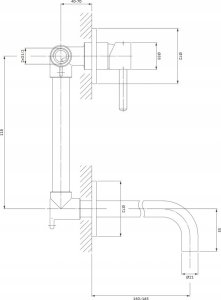 Bateria umywalkowa podtynkowa Y złoty (GL) 5