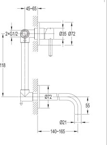 Bateria umywalkowa podtynkowa Y złoty (GL) 8