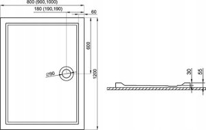Brodzik posadzkowy 120x80x3x5,5 GOLIAT 14