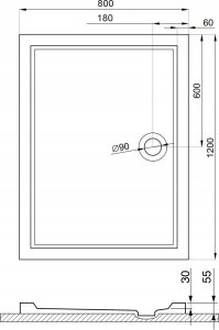 Brodzik posadzkowy 120x80x3x5,5 GOLIAT 4