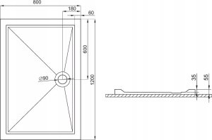 Brodzik posadzkowy 120x80x3x5,5 GOLIAT 7